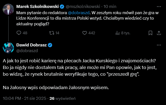 OSTRA ODPOWIEDŹ dziennikarza Dobrasza na ''zaczepkę'' byłego szefa TVP Sport!